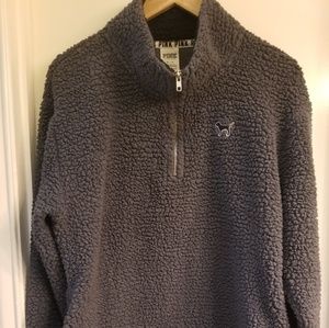 PINK Sherpa half zip medium in grey